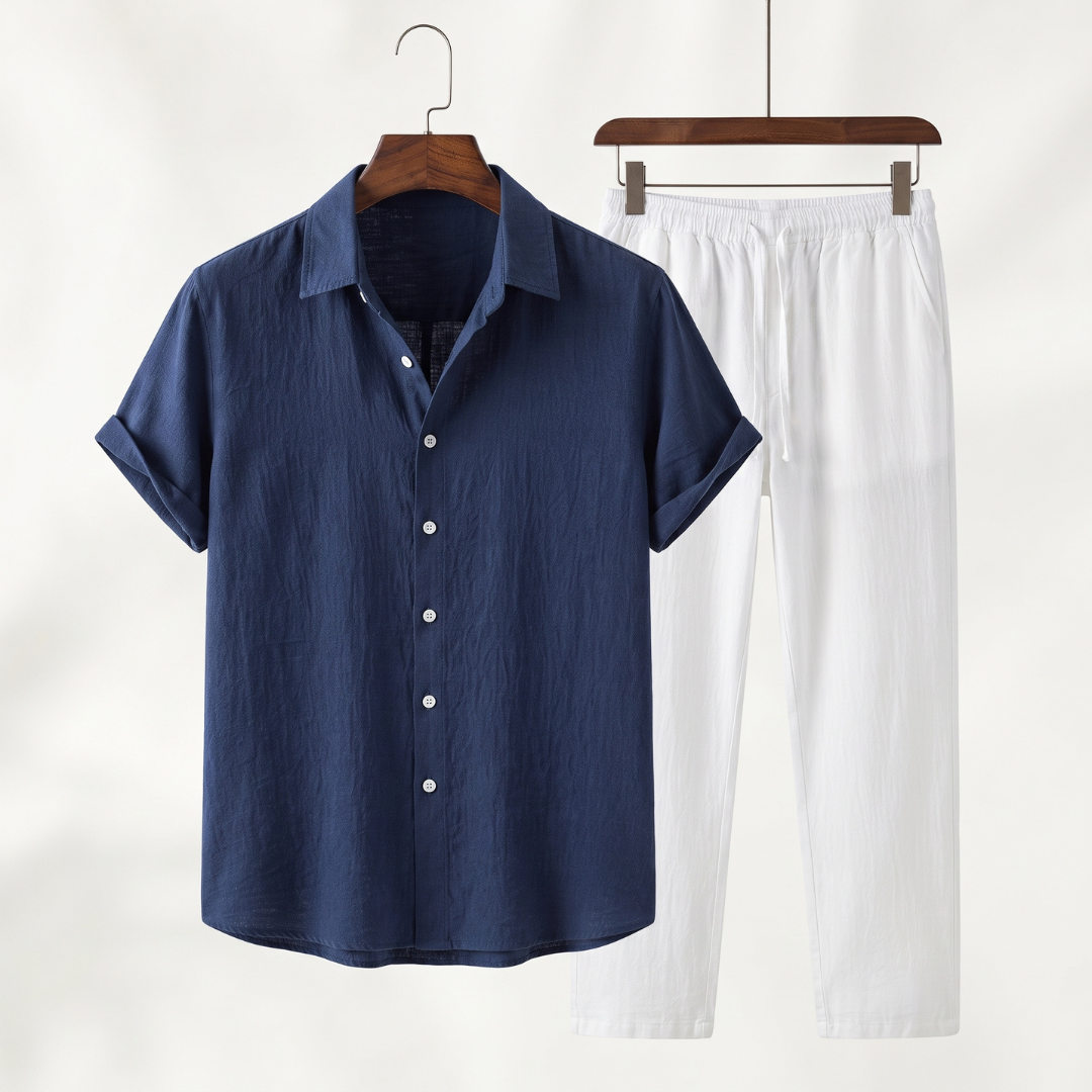 Blue shirt And White Trousers / 4XL