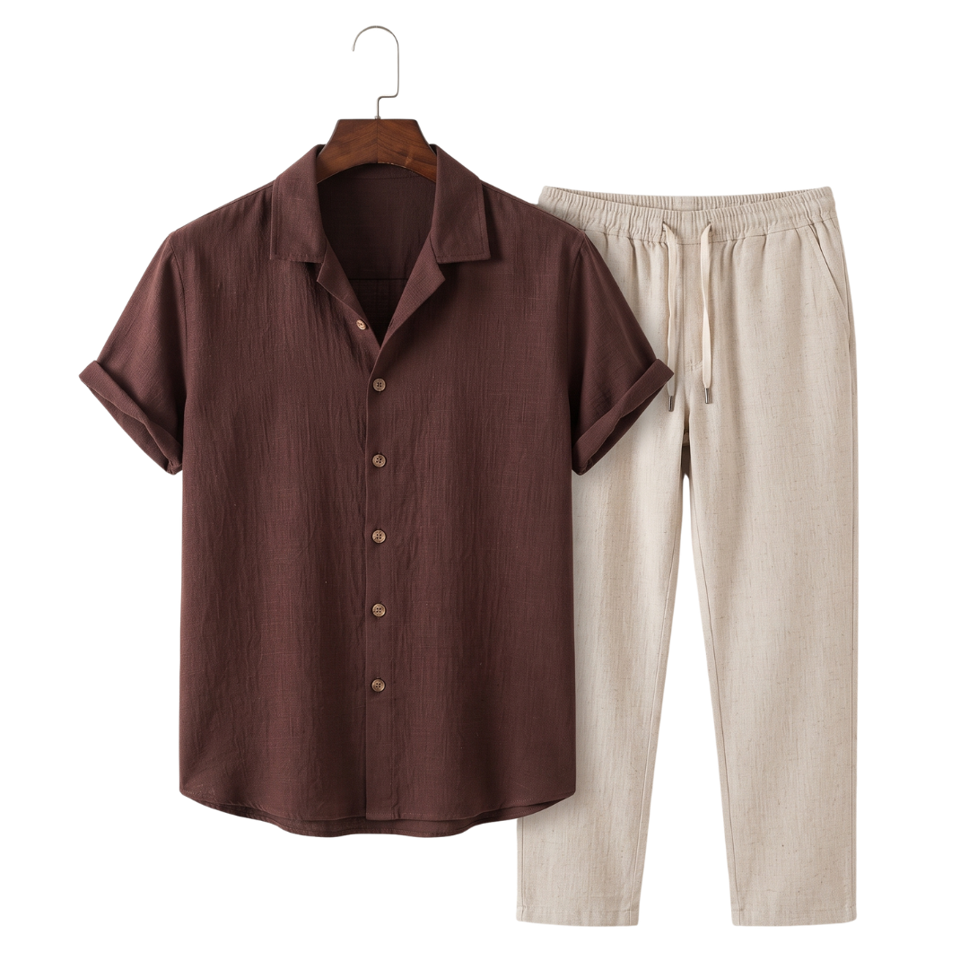Brown Shirt And White Trousers / 4XL