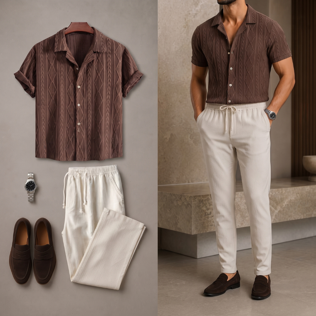 Brown Shirt And Beige Trousers / 5XL
