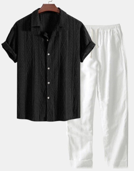 Black Shirt And White Trousers / 5XL